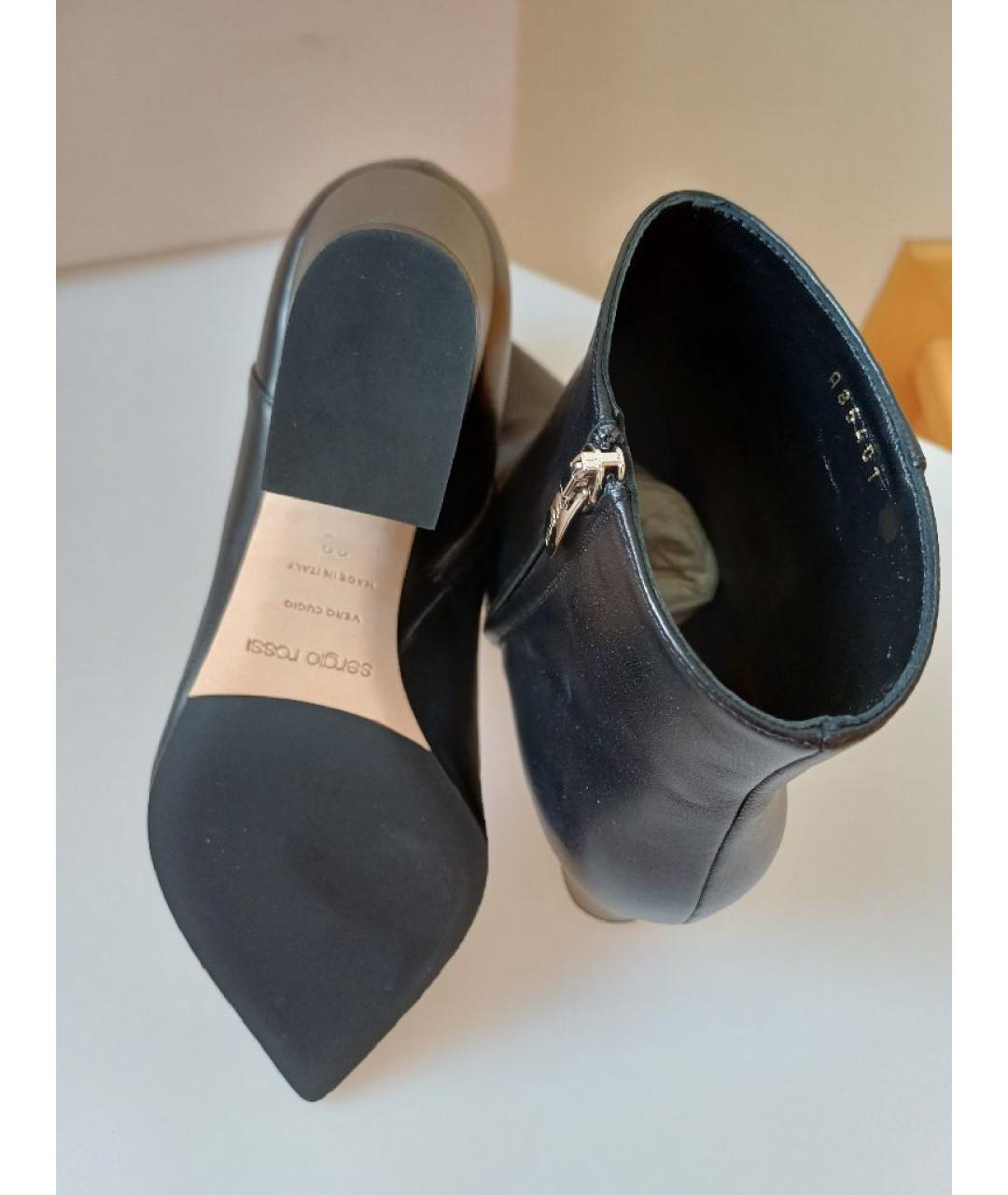 SERGIO ROSSI Черные кожаные ботильоны, фото 7