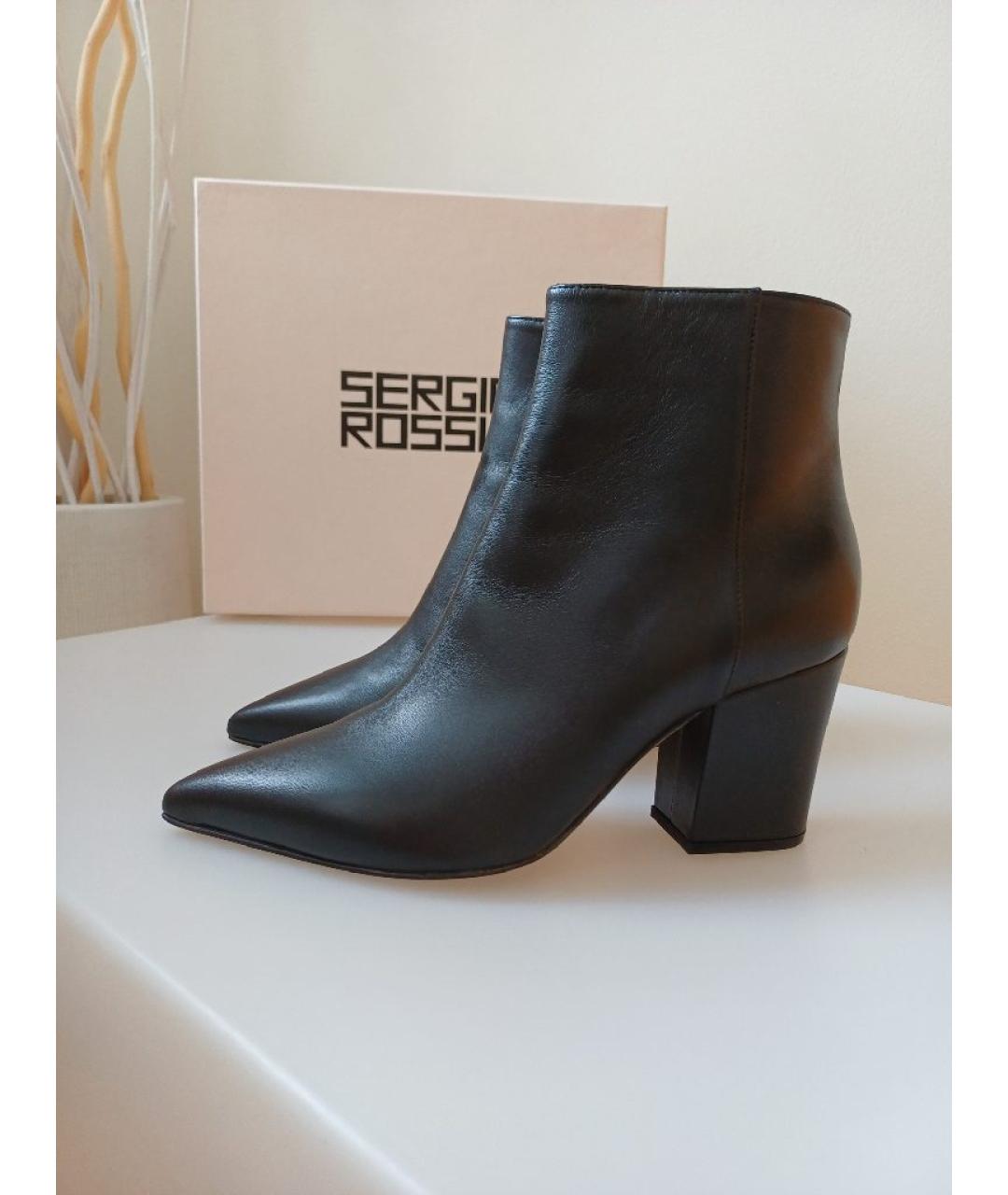 SERGIO ROSSI Черные кожаные ботильоны, фото 2