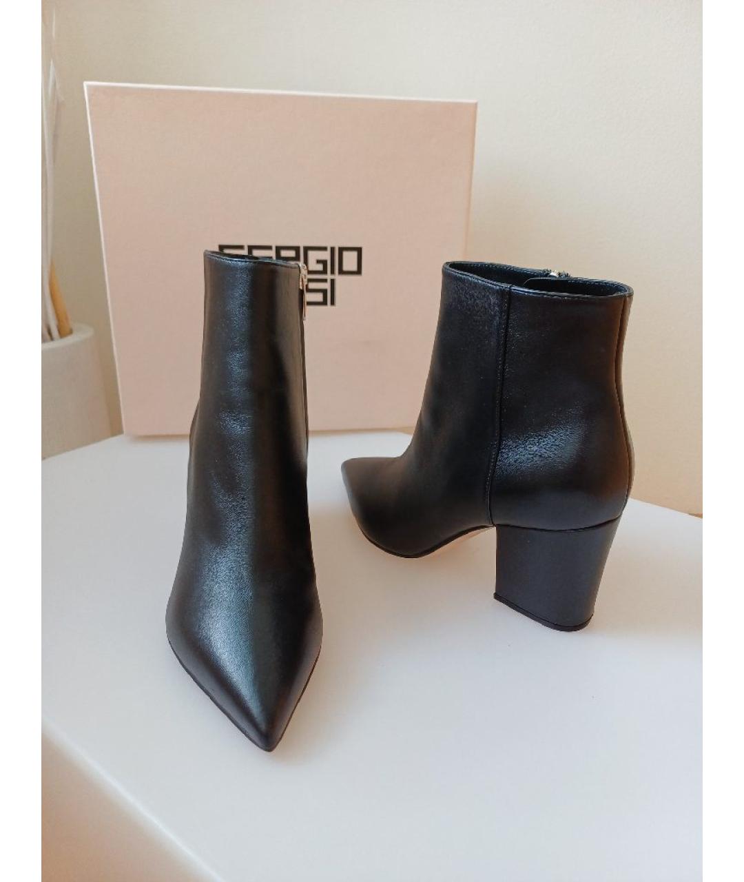 SERGIO ROSSI Черные кожаные ботильоны, фото 4