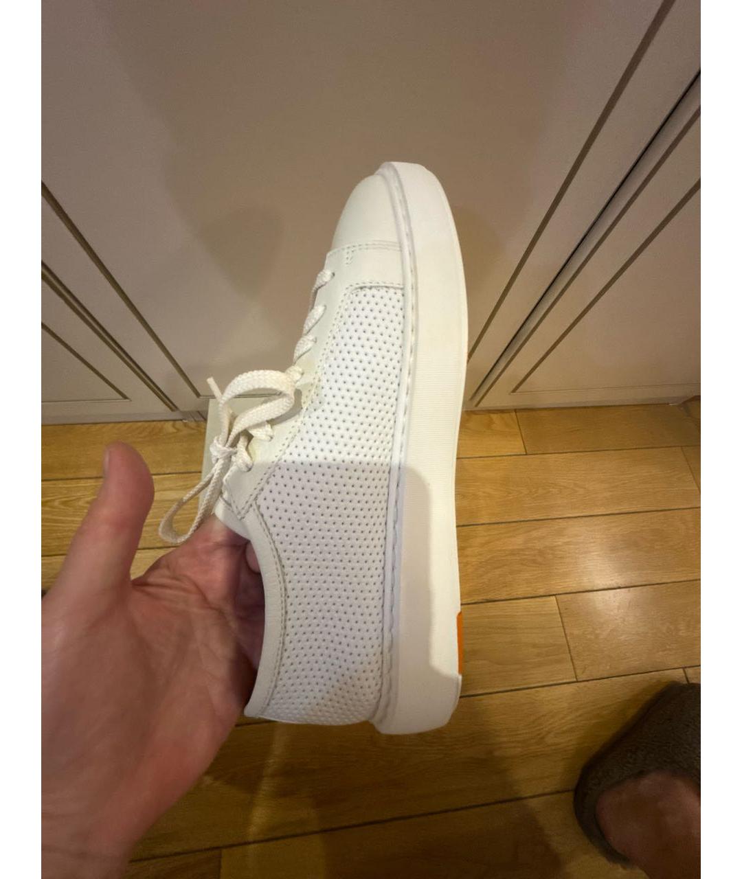 SANTONI Белые кожаные кеды, фото 6