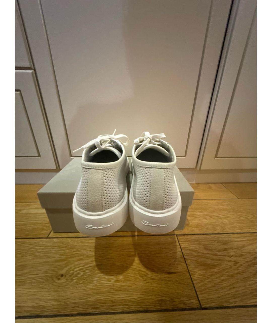 SANTONI Белые кожаные кеды, фото 4