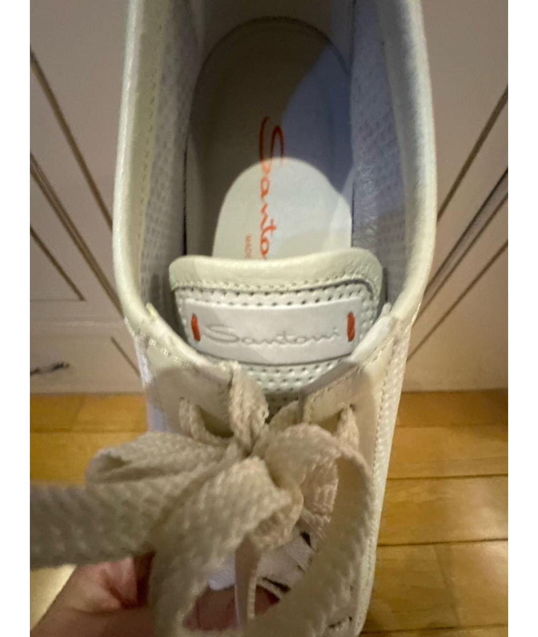 SANTONI Белые кожаные кеды, фото 7