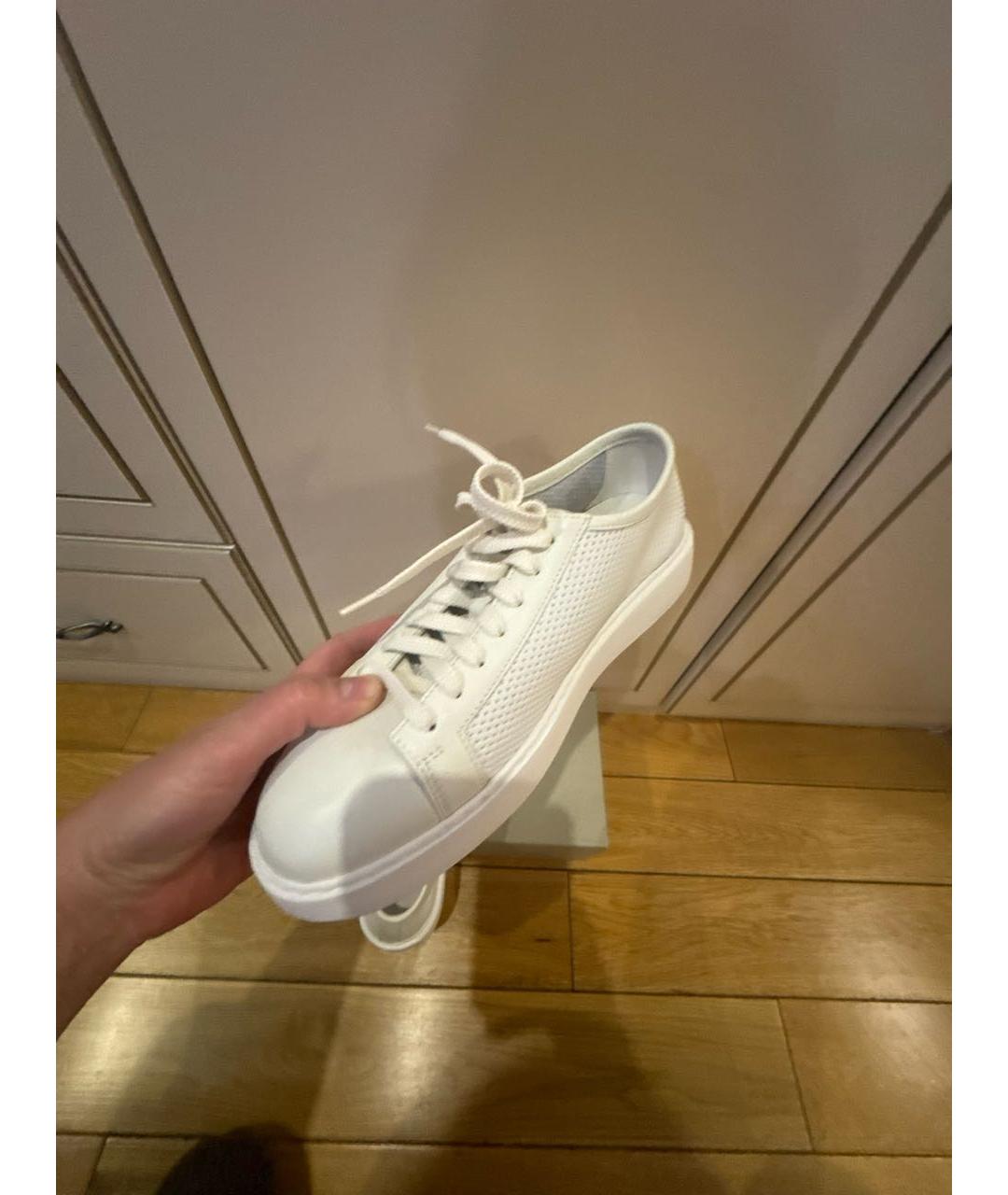 SANTONI Белые кожаные кеды, фото 8