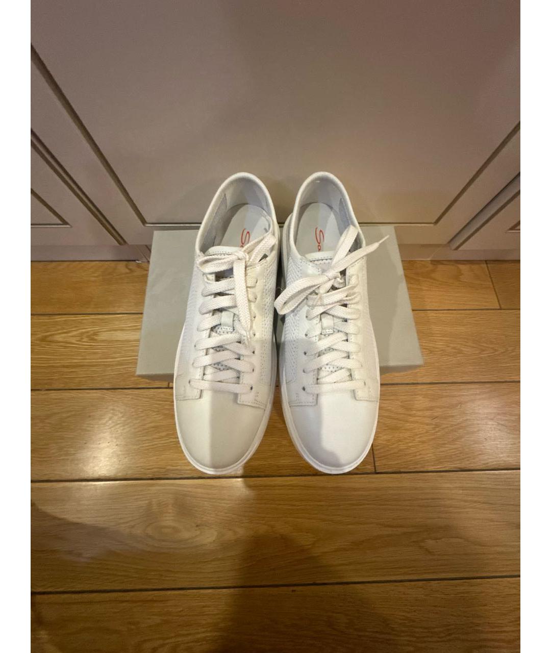 SANTONI Белые кожаные кеды, фото 2