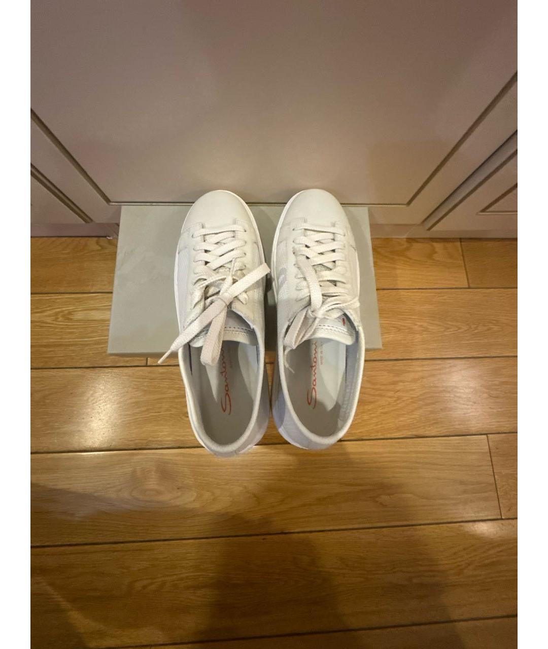 SANTONI Белые кожаные кеды, фото 3