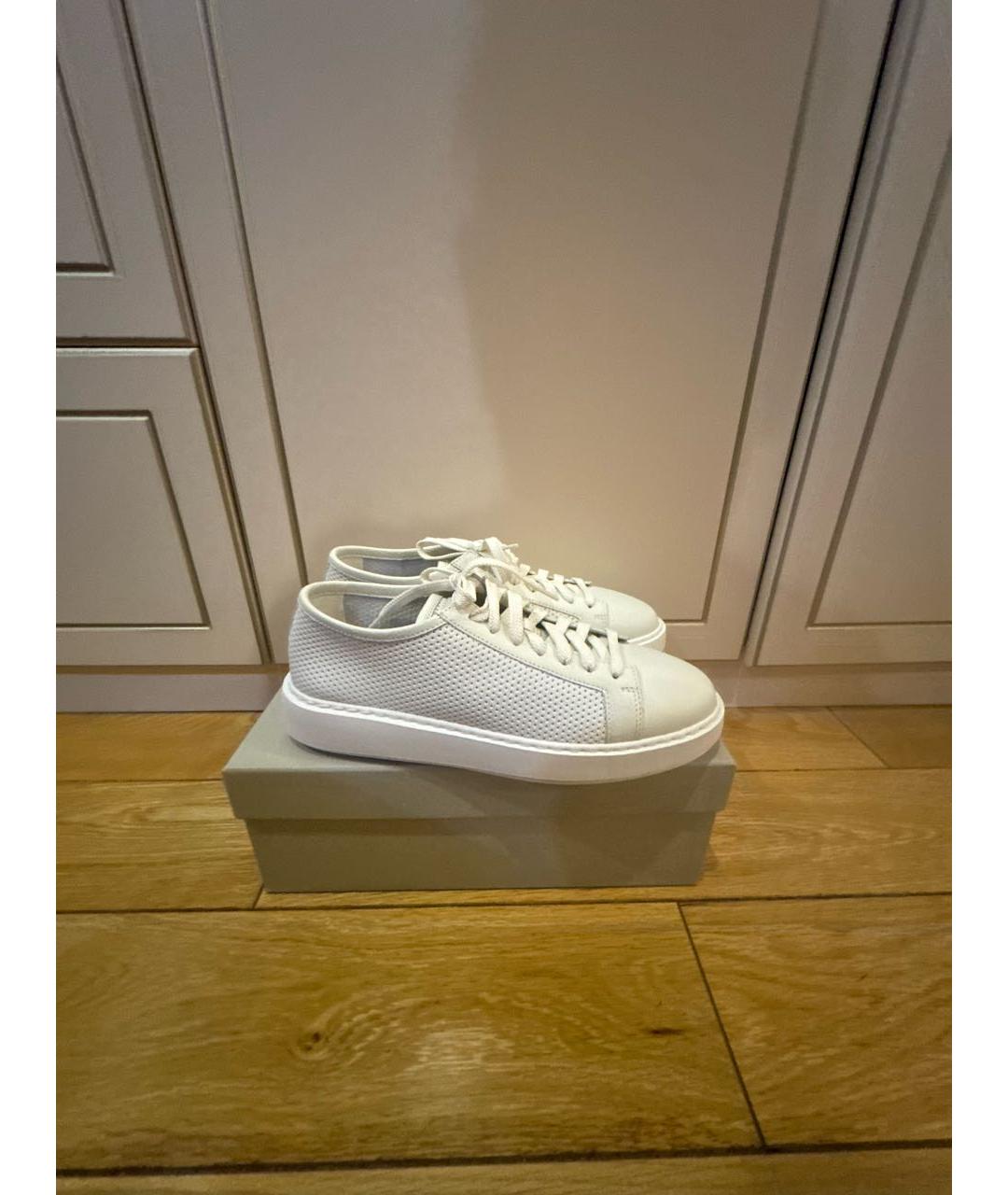 SANTONI Белые кожаные кеды, фото 9