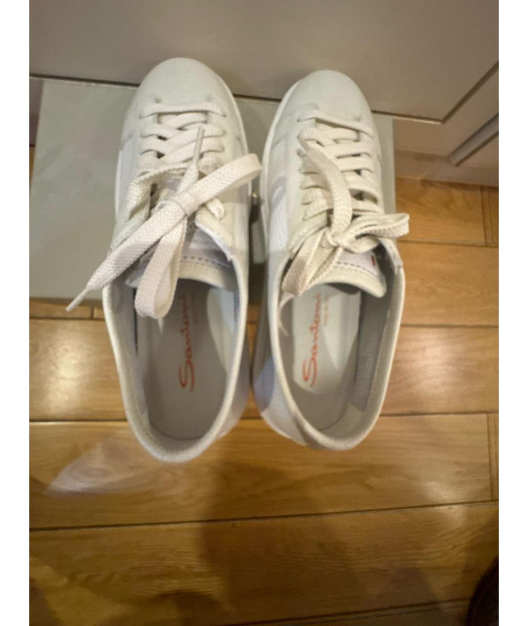 SANTONI Белые кожаные кеды, фото 5