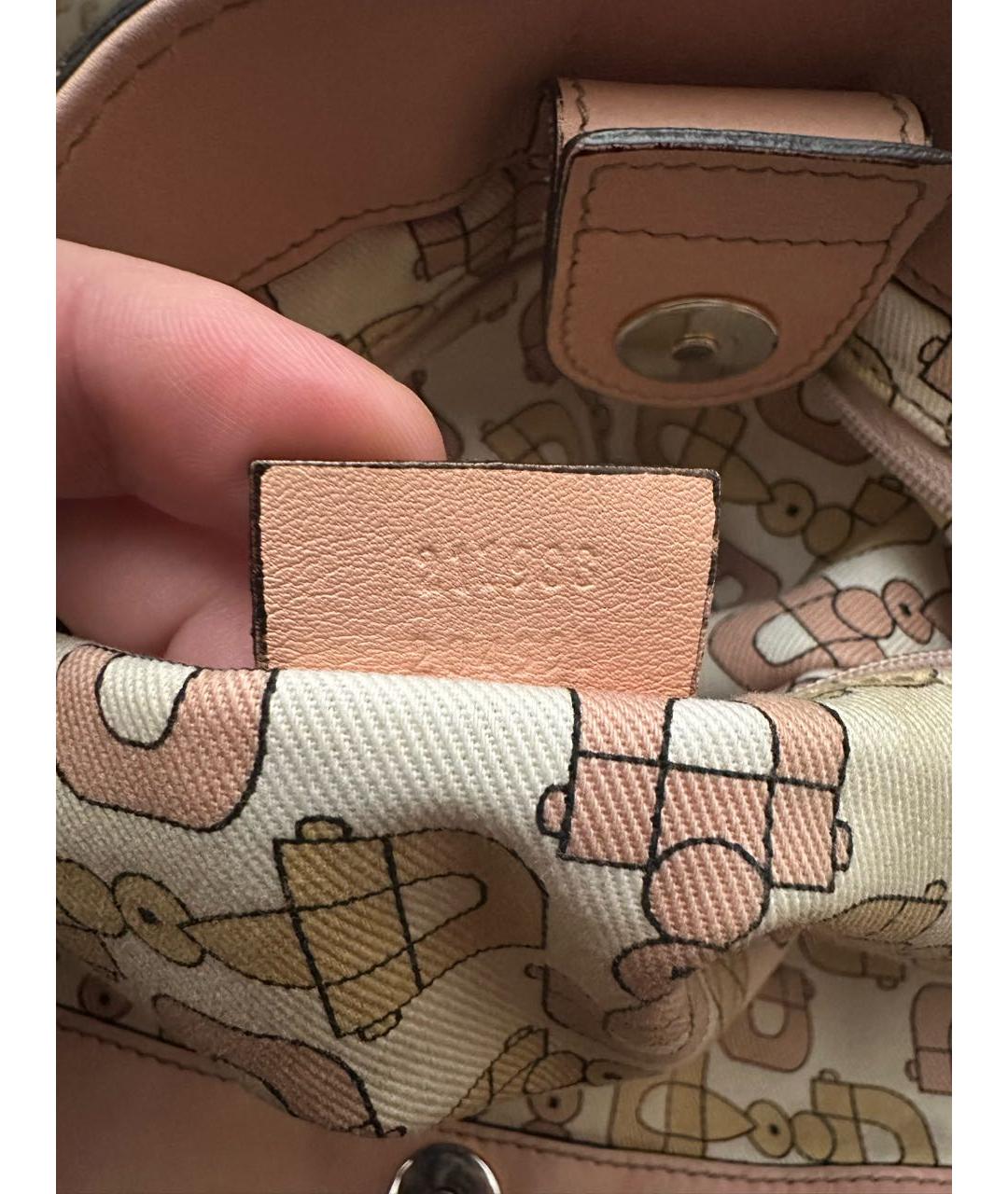 GUCCI Коралловая кожаная сумка с короткими ручками, фото 5