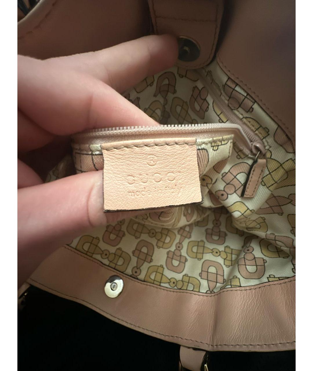 GUCCI Коралловая кожаная сумка с короткими ручками, фото 4