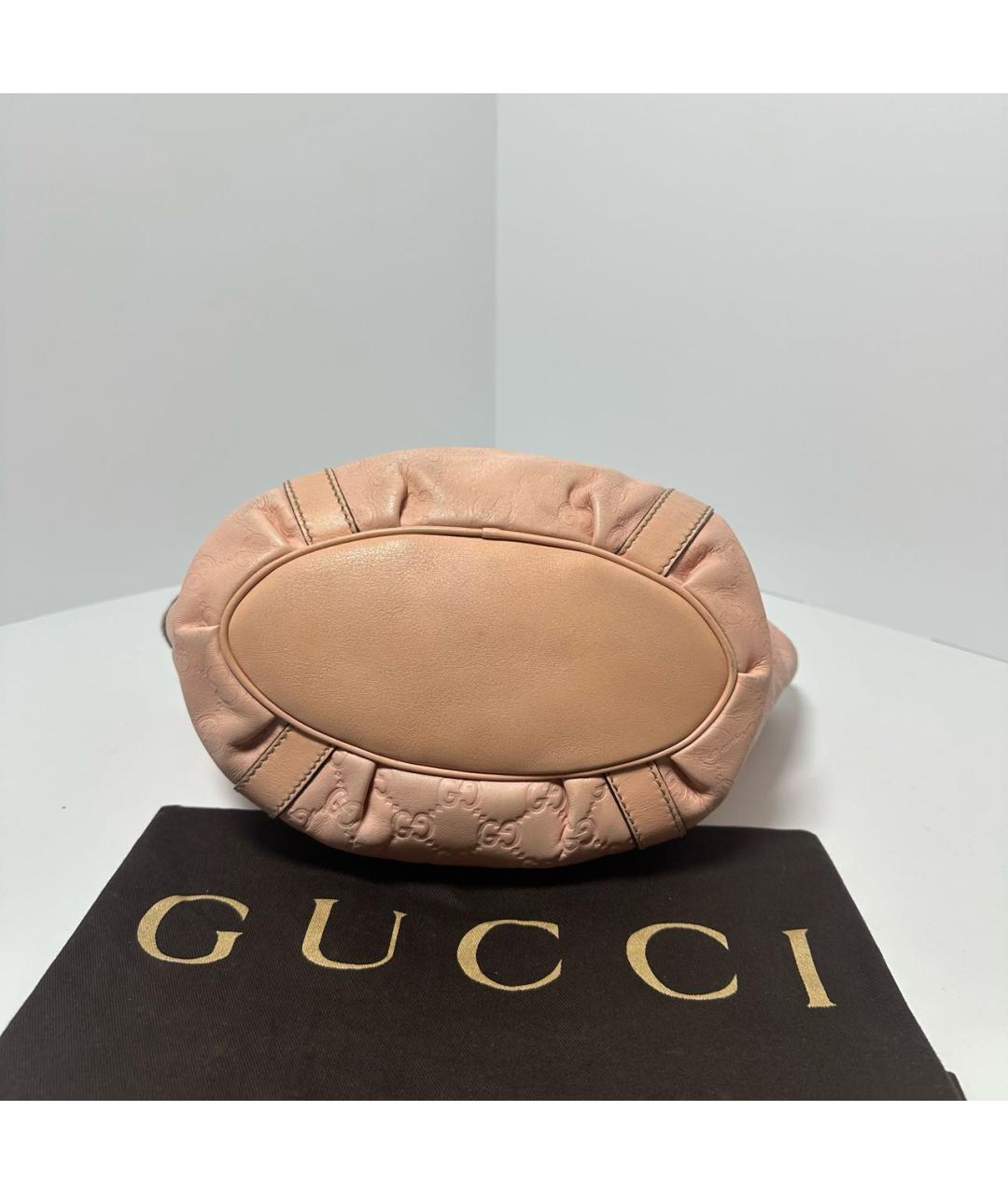 GUCCI Коралловая кожаная сумка с короткими ручками, фото 3