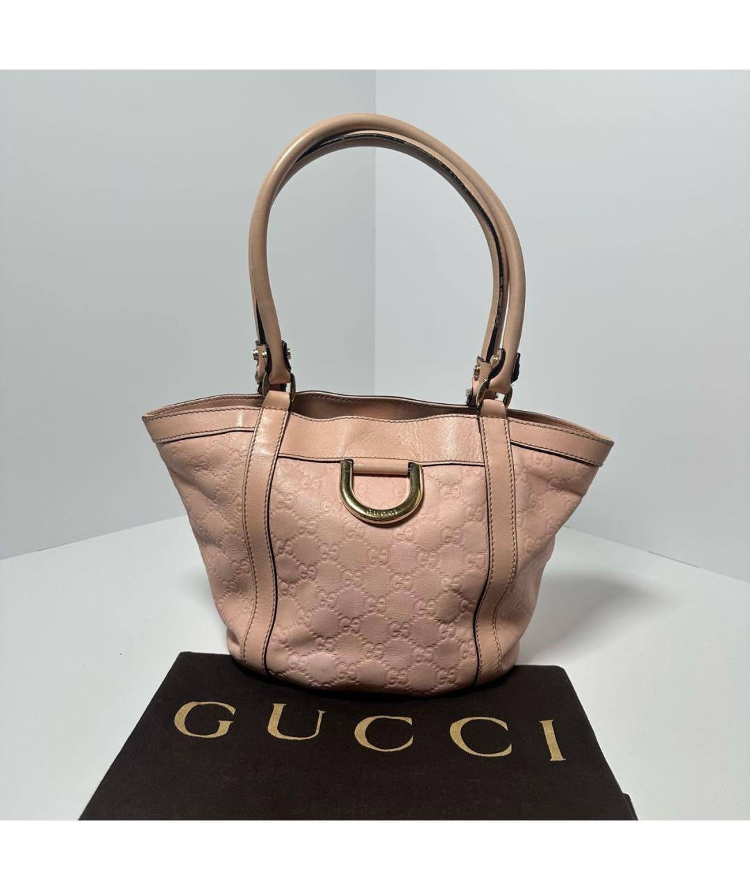 GUCCI Коралловая кожаная сумка с короткими ручками, фото 6