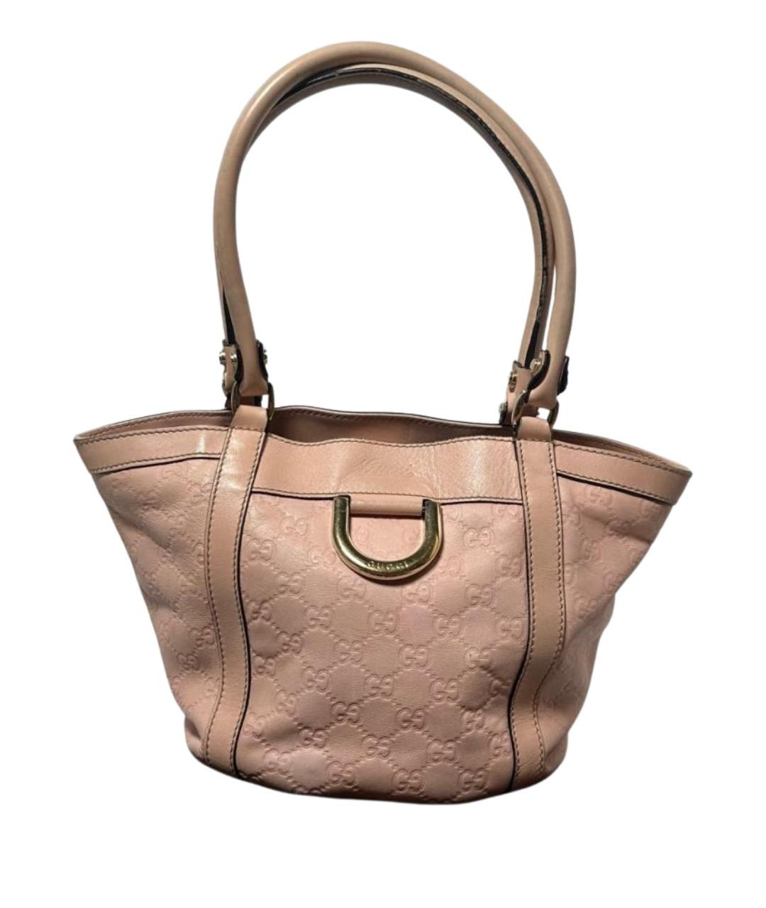 GUCCI Коралловая кожаная сумка с короткими ручками, фото 1