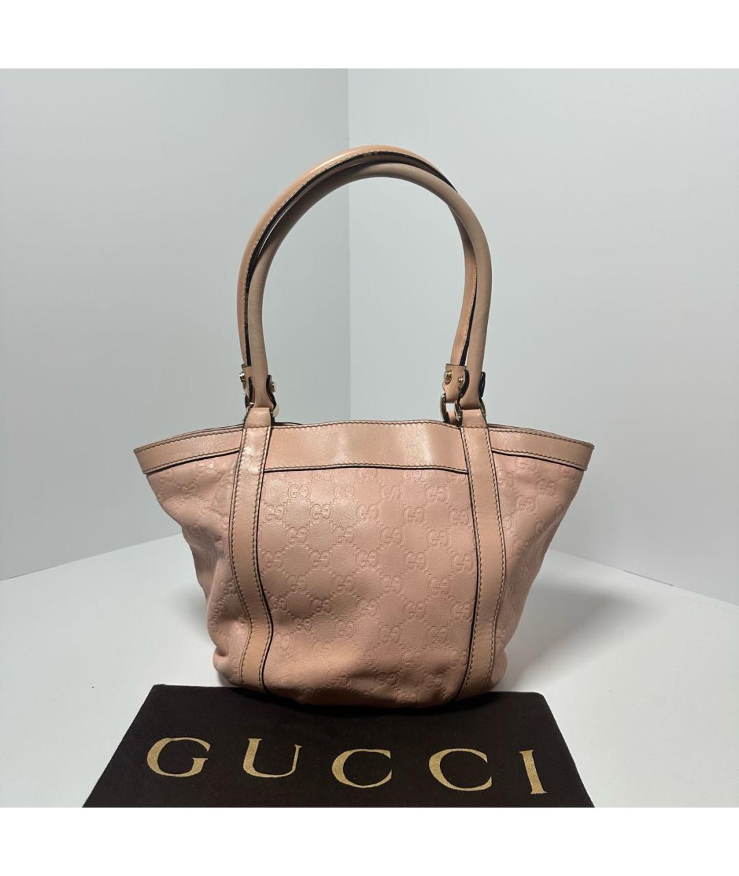 GUCCI Коралловая кожаная сумка с короткими ручками, фото 2