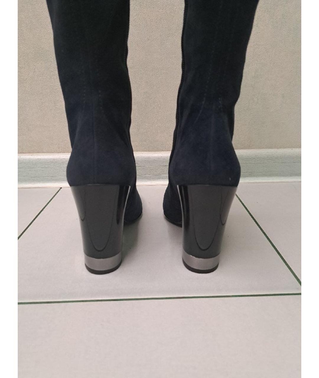 BARBARA BUI Темно-синие замшевые сапоги, фото 4