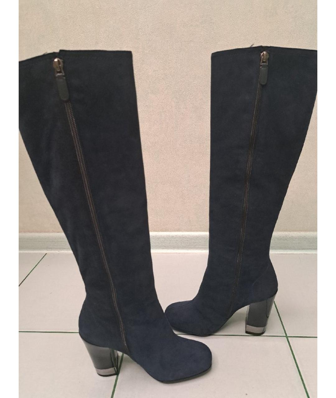 BARBARA BUI Темно-синие замшевые сапоги, фото 5