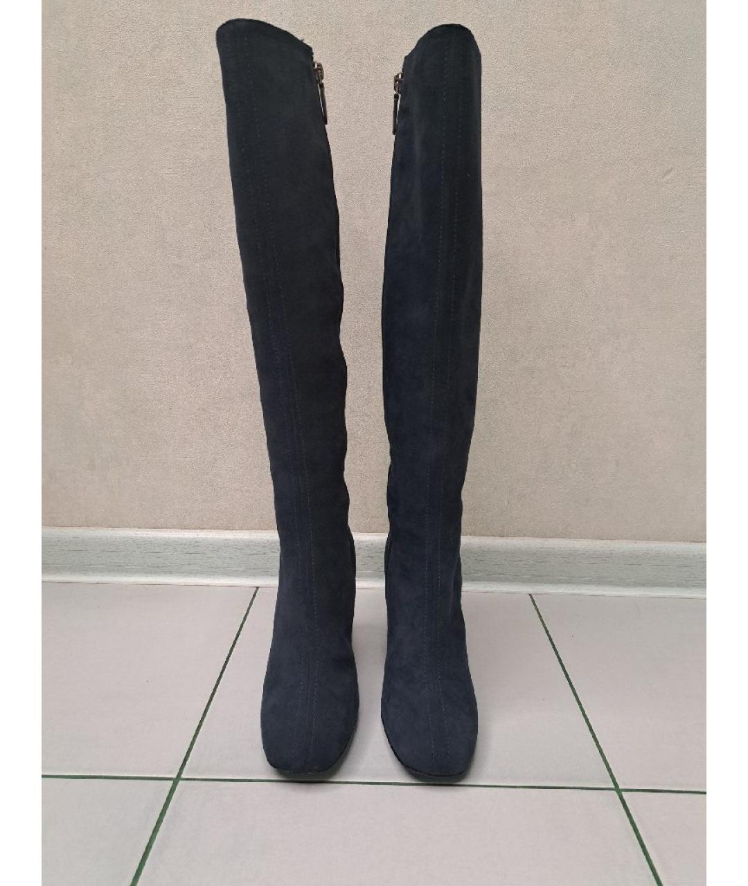 BARBARA BUI Темно-синие замшевые сапоги, фото 2