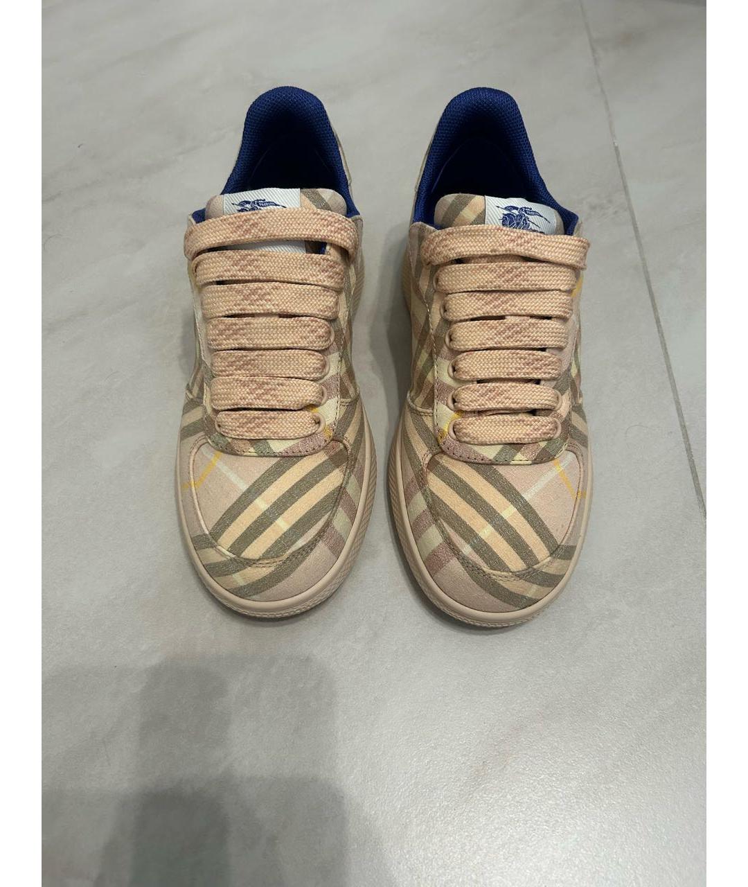 BURBERRY Коралловые текстильные кеды, фото 4