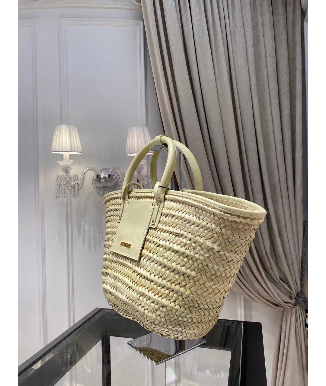 JACQUEMUS Бежевая пелетеная сумка с короткими ручками, фото 3