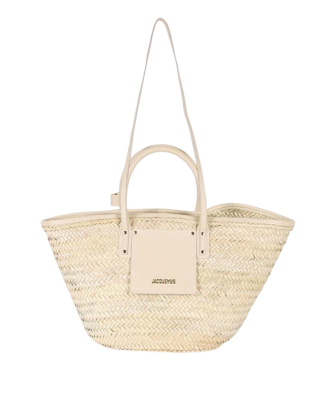 JACQUEMUS Бежевая пелетеная сумка с короткими ручками, фото 1