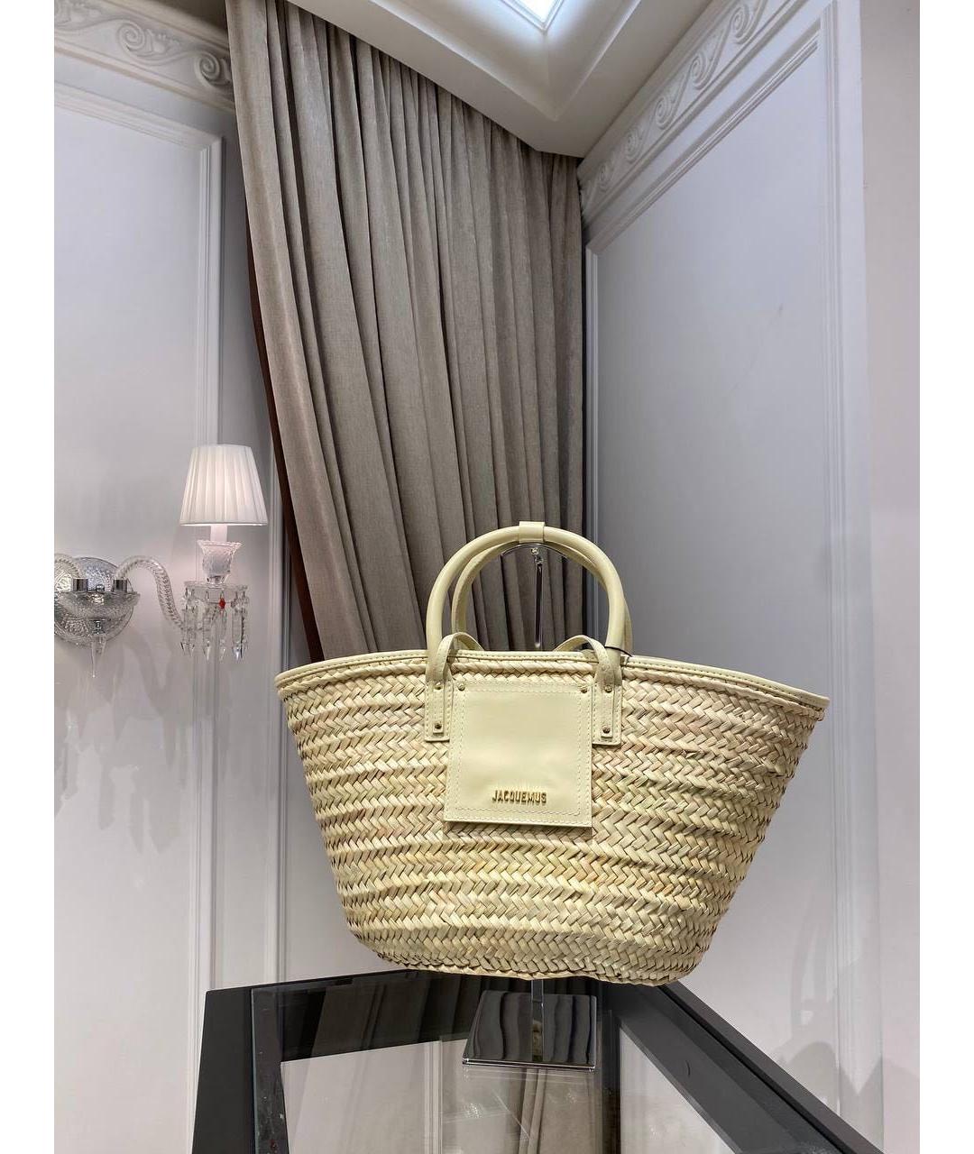 JACQUEMUS Бежевая пелетеная сумка с короткими ручками, фото 2