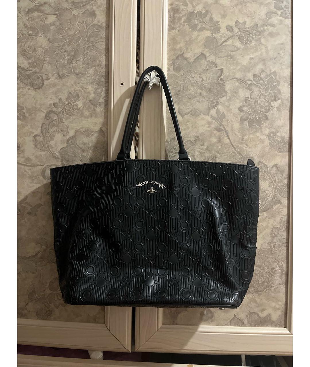 VIVIENNE WESTWOOD Черная кожаная сумка тоут, фото 9