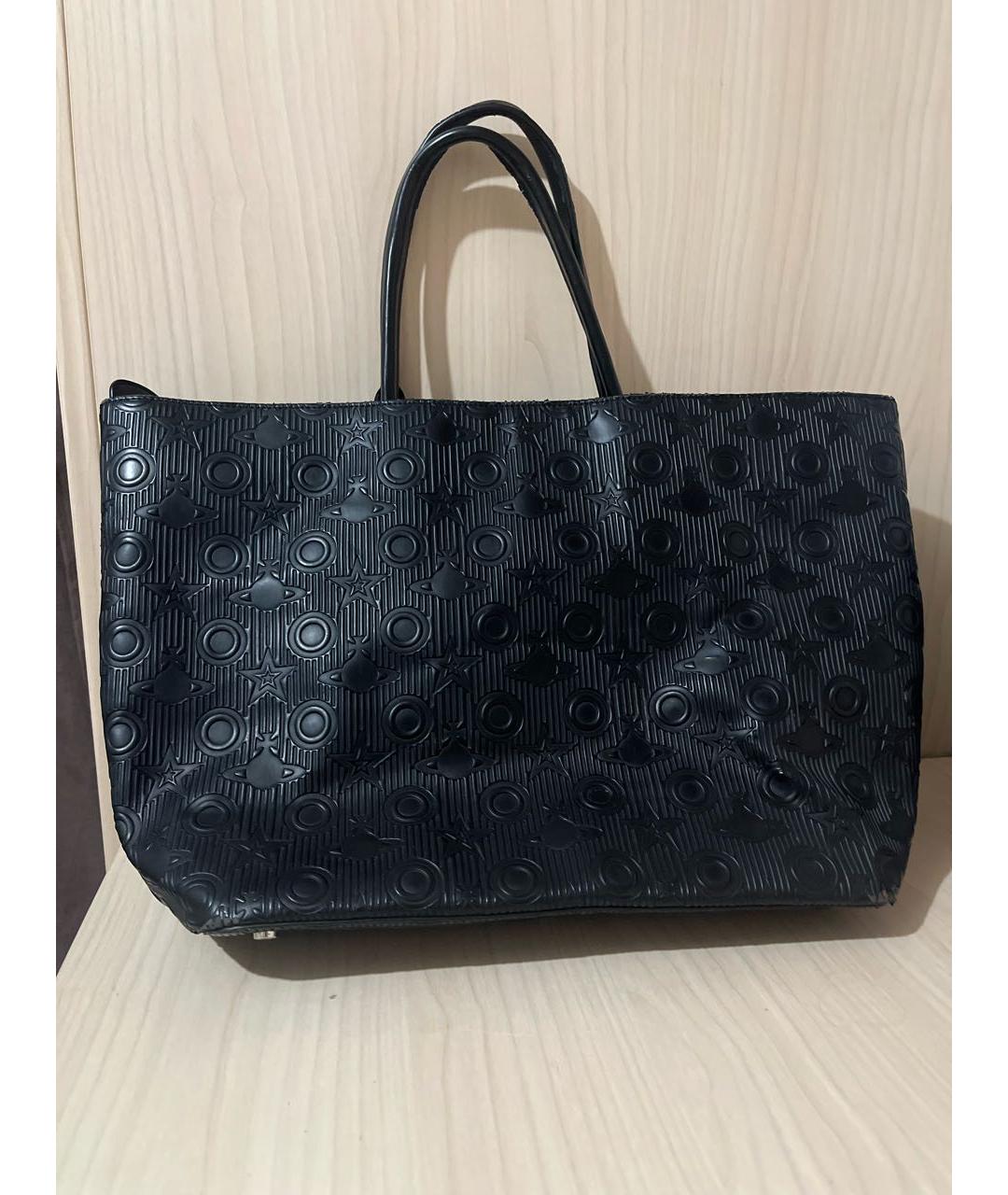 VIVIENNE WESTWOOD Черная кожаная сумка тоут, фото 3