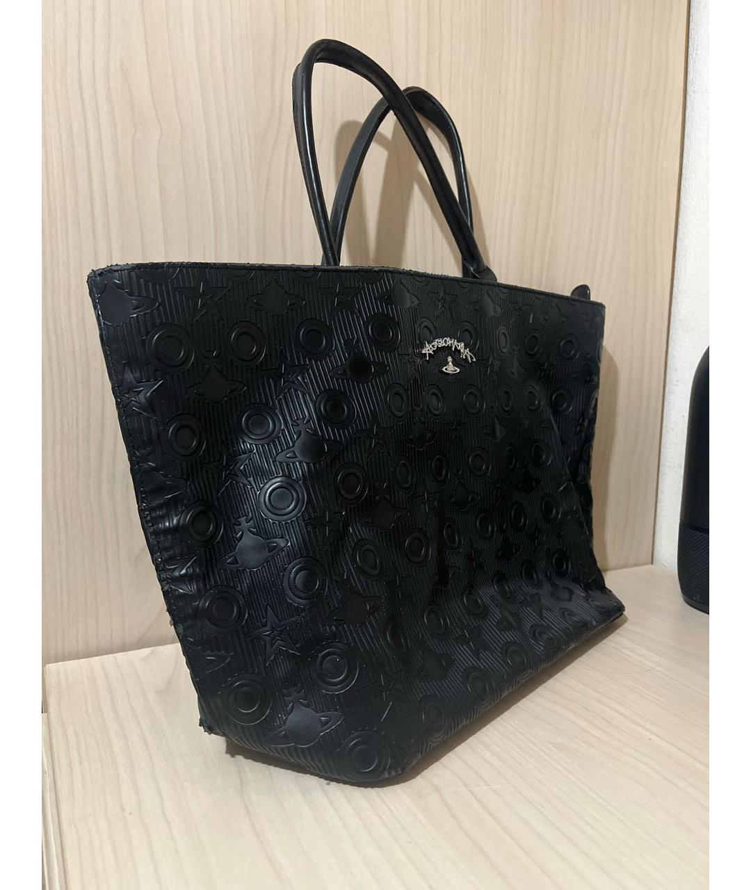 VIVIENNE WESTWOOD Черная кожаная сумка тоут, фото 2