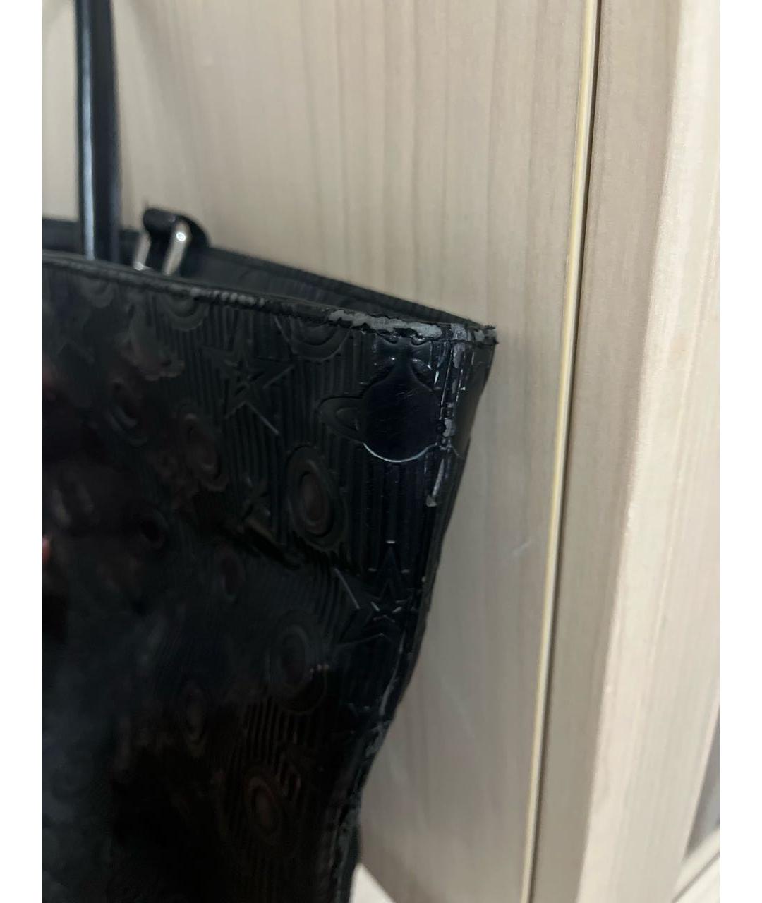 VIVIENNE WESTWOOD Черная кожаная сумка тоут, фото 8