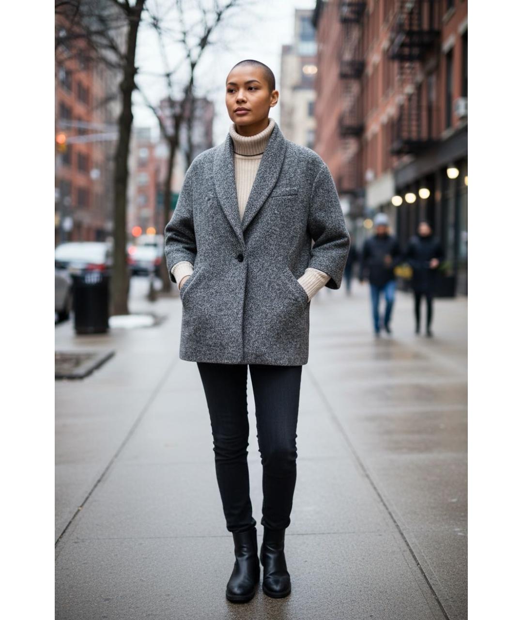 IRO Серое шерстяное пальто, фото 7