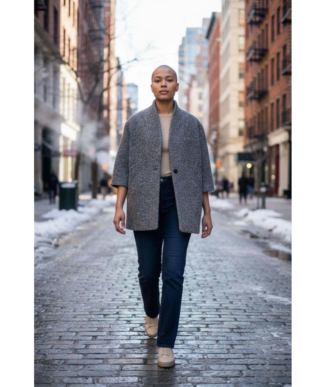 IRO Серое шерстяное пальто, фото 8