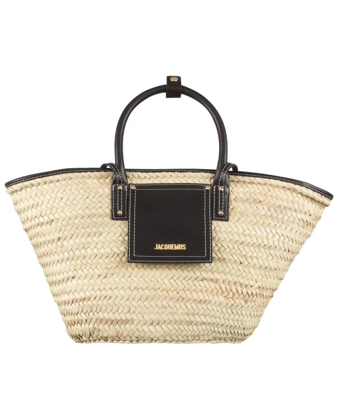 JACQUEMUS Бежевая пелетеная сумка с короткими ручками, фото 1