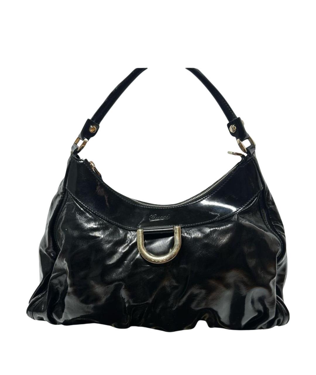 GUCCI Черная сумка с короткими ручками из лакированной кожи, фото 1