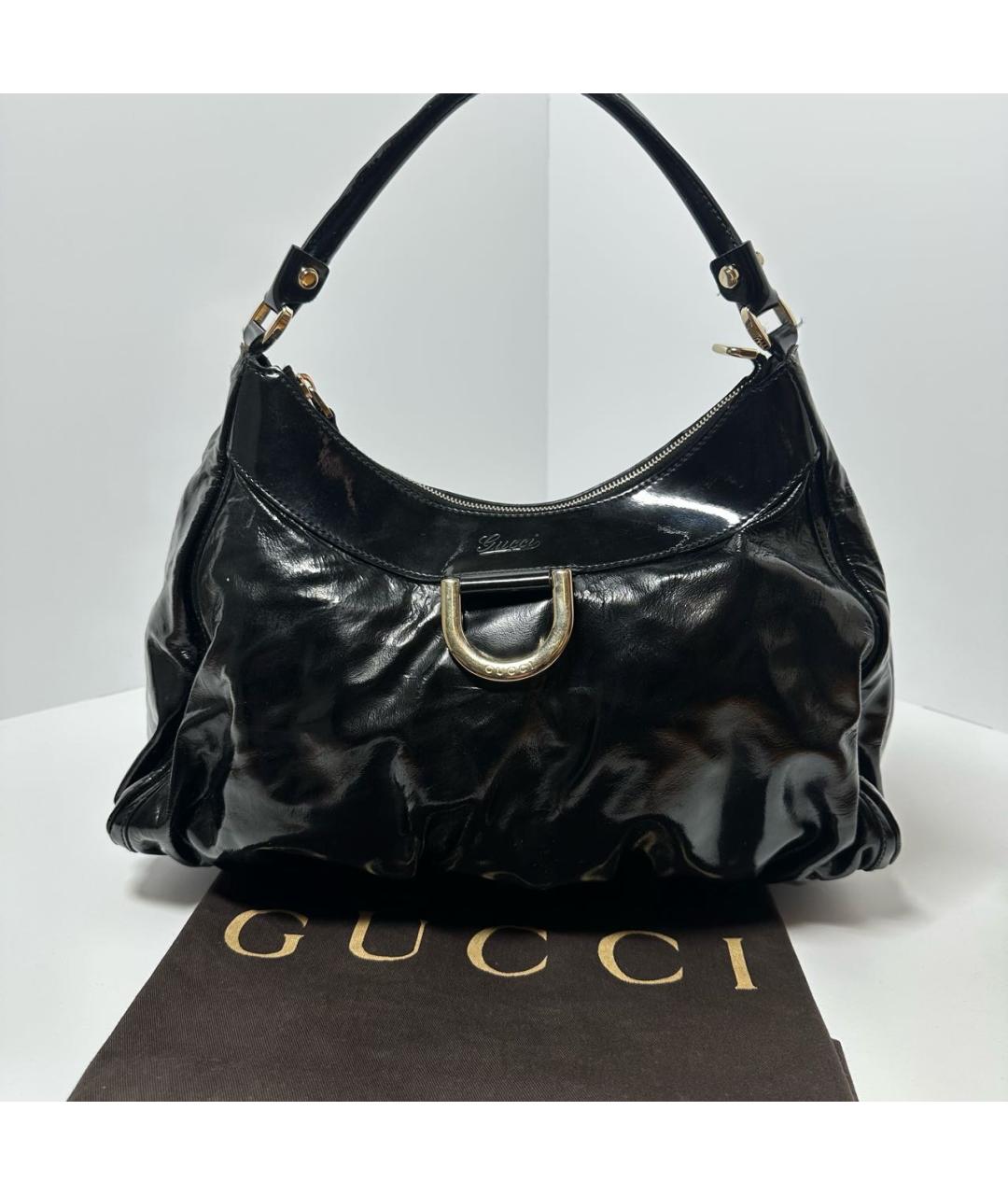 GUCCI Черная сумка с короткими ручками из лакированной кожи, фото 5