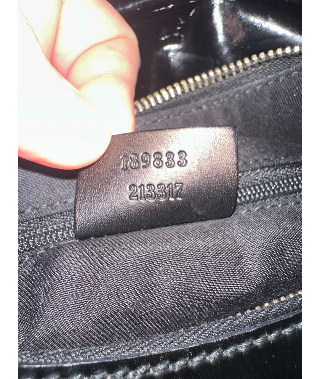 GUCCI Черная сумка с короткими ручками из лакированной кожи, фото 4