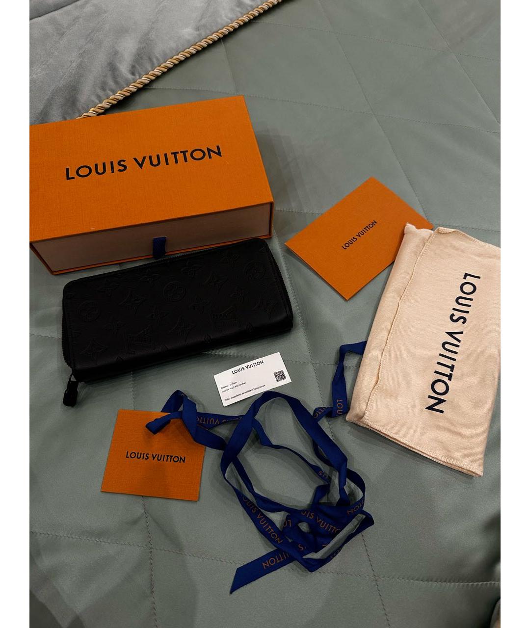 LOUIS VUITTON Черный кожаный кошелек, фото 5