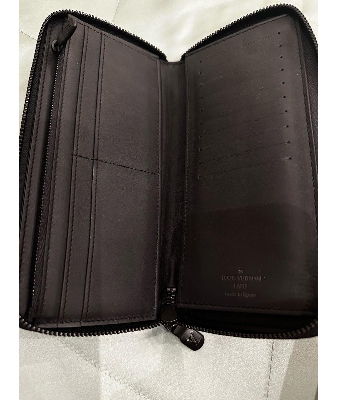 LOUIS VUITTON Черный кожаный кошелек, фото 3
