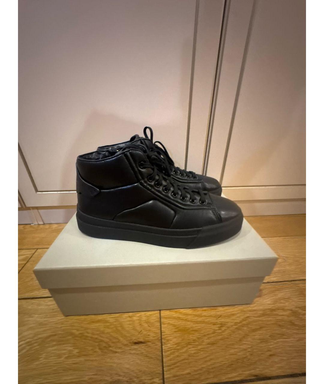 SANTONI Черные кожаные кеды, фото 9