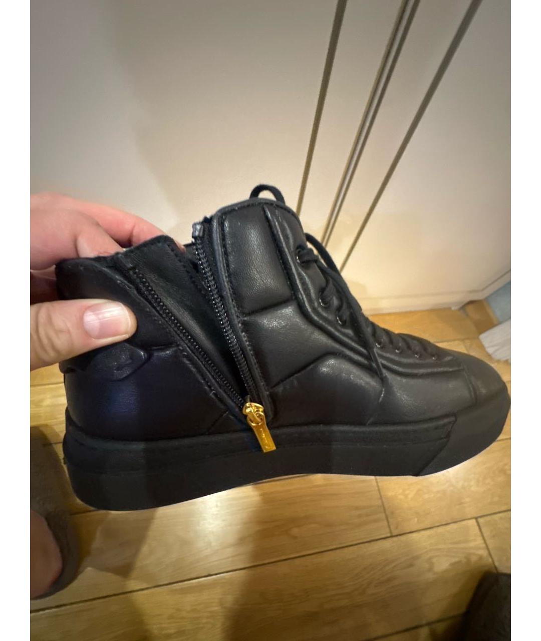 SANTONI Черные кожаные кеды, фото 5