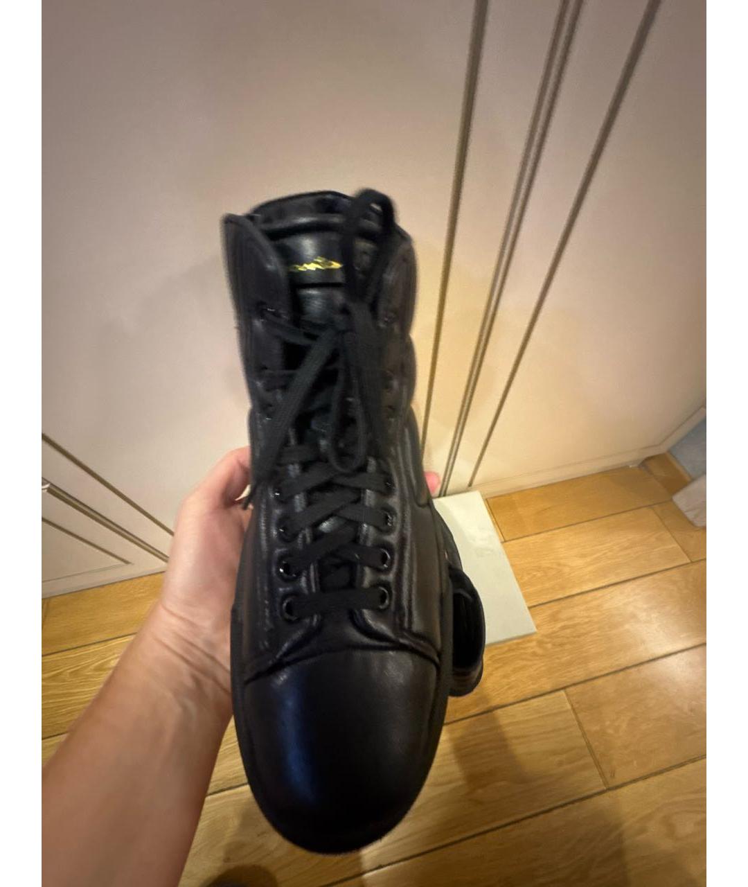 SANTONI Черные кожаные кеды, фото 7