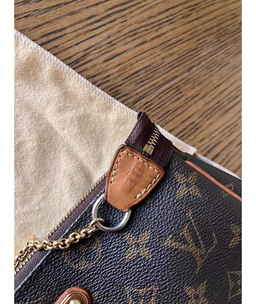 LOUIS VUITTON Коричневая кожаная сумка через плечо, фото 7