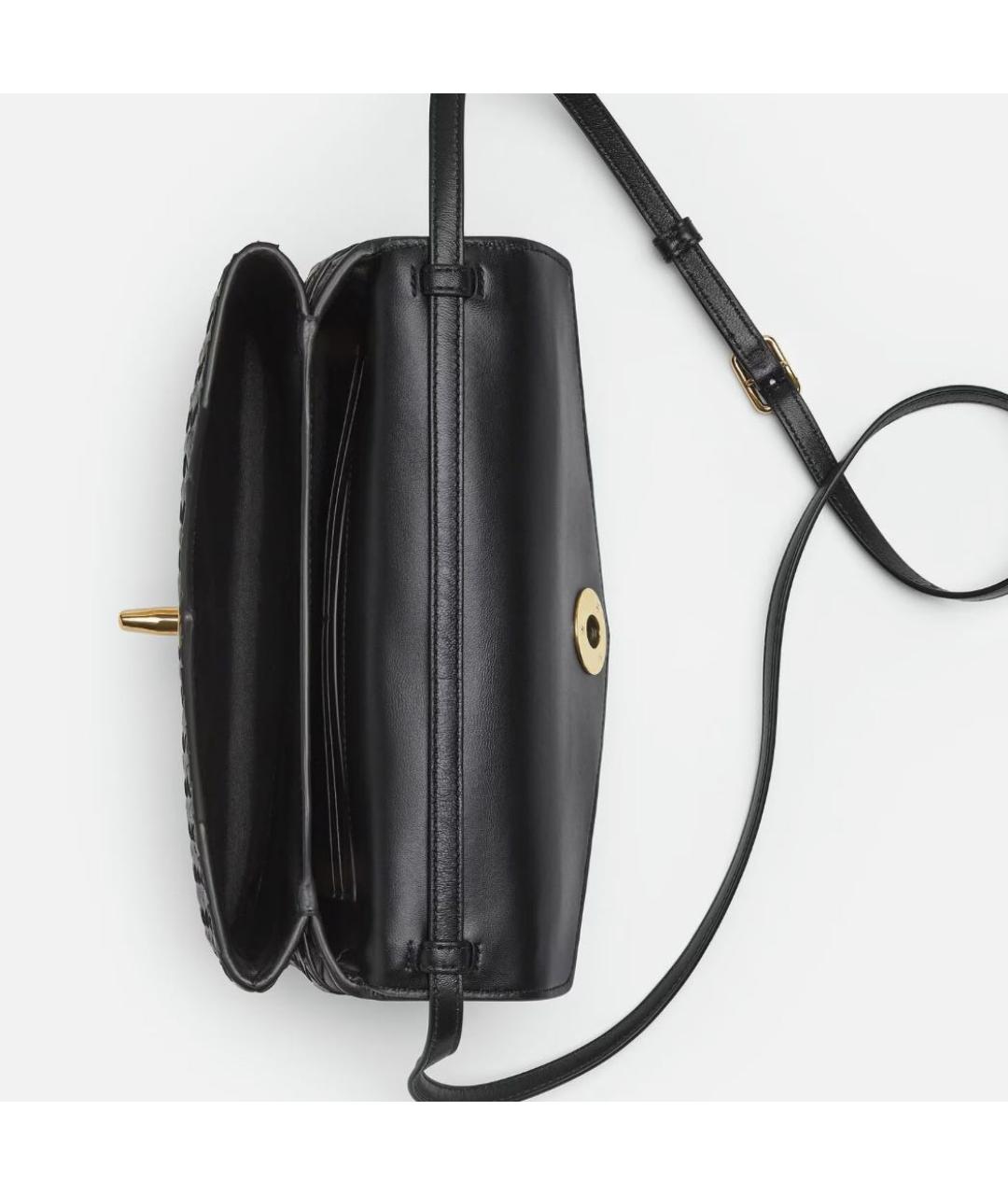 BOTTEGA VENETA Черная кожаная сумка через плечо, фото 3