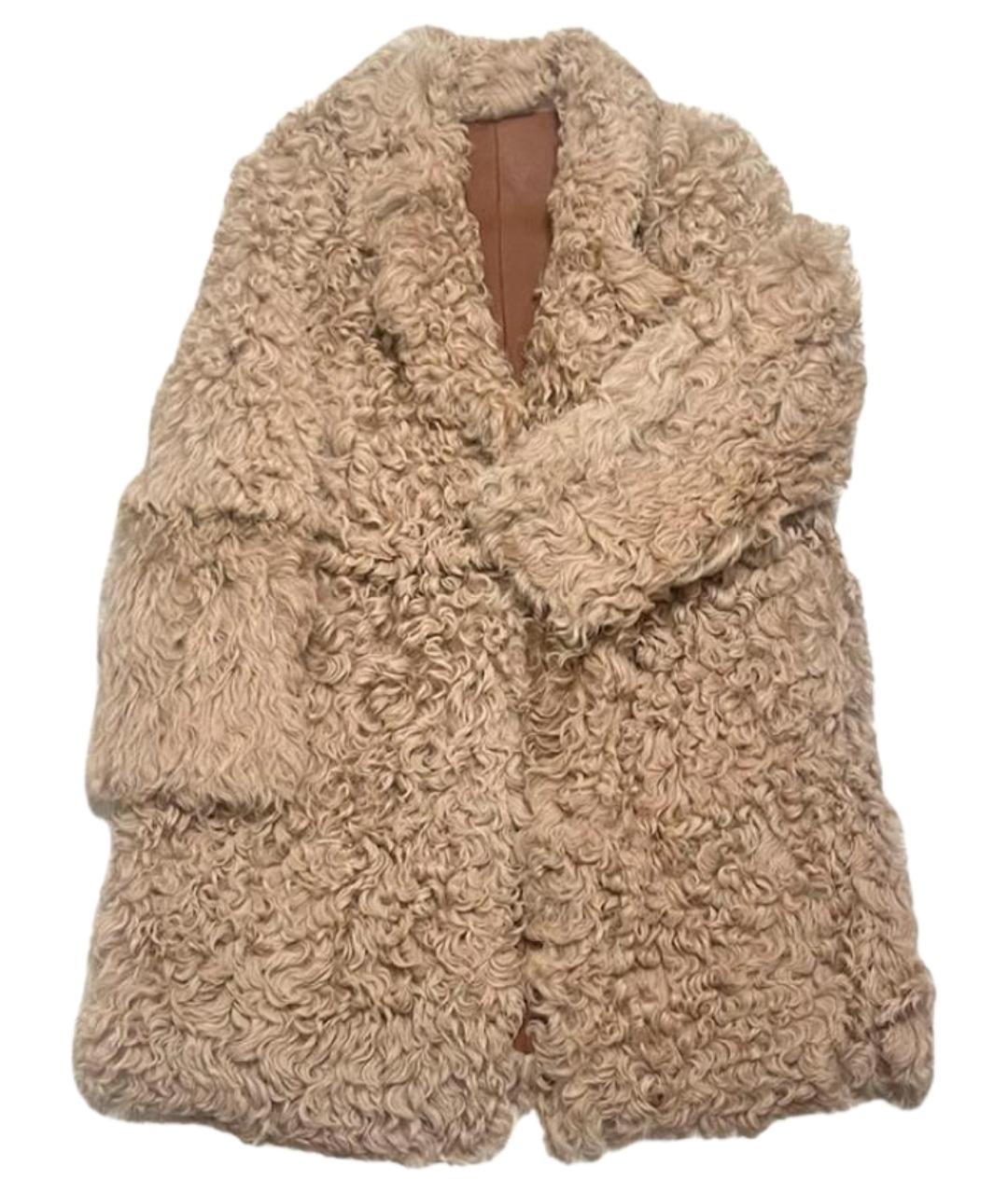 HUGO BOSS Бежевая меховая шуба, фото 1