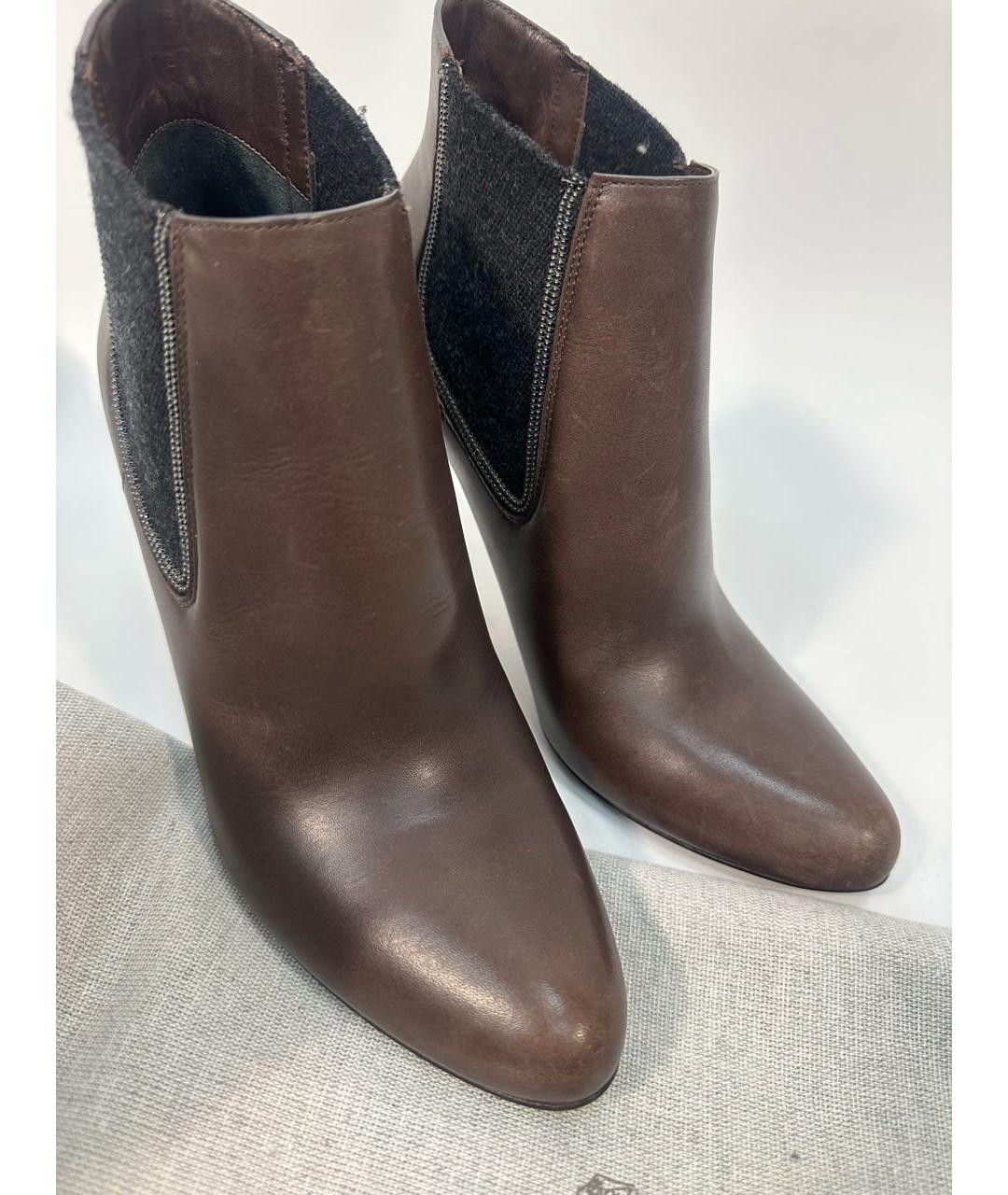 BRUNELLO CUCINELLI Коричневые кожаные ботильоны, фото 2