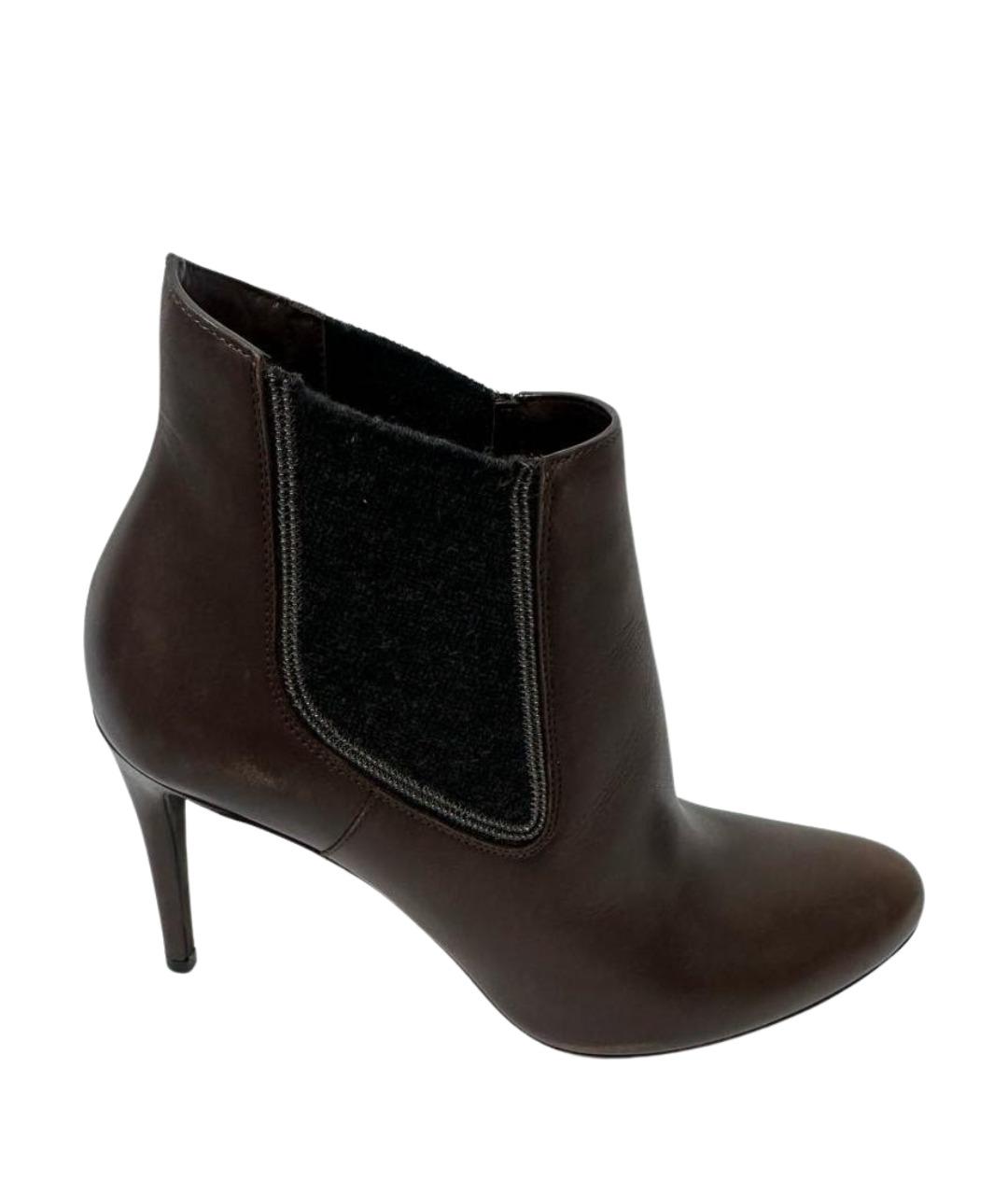 BRUNELLO CUCINELLI Коричневые кожаные ботильоны, фото 1