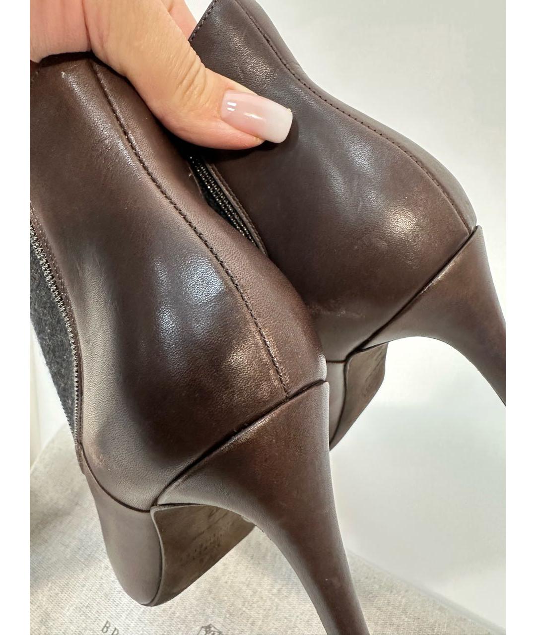 BRUNELLO CUCINELLI Коричневые кожаные ботильоны, фото 7