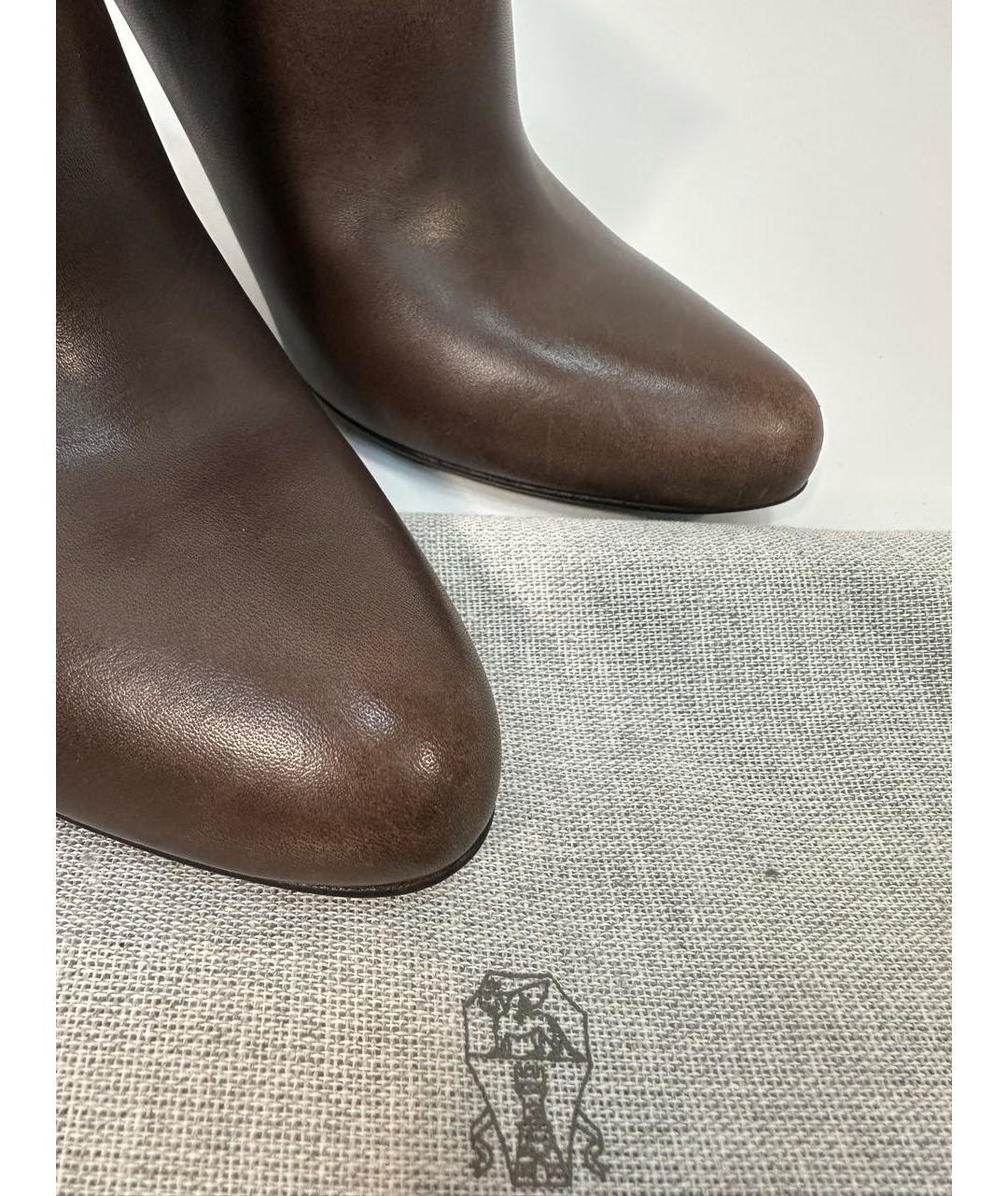 BRUNELLO CUCINELLI Коричневые кожаные ботильоны, фото 8