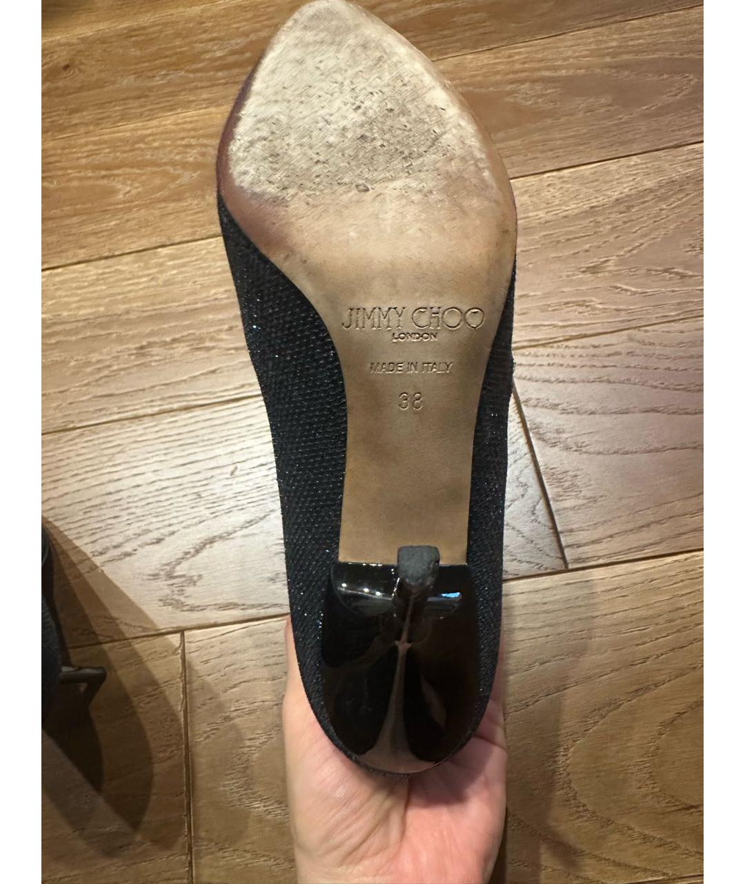 JIMMY CHOO Темно-синие текстильные туфли, фото 4