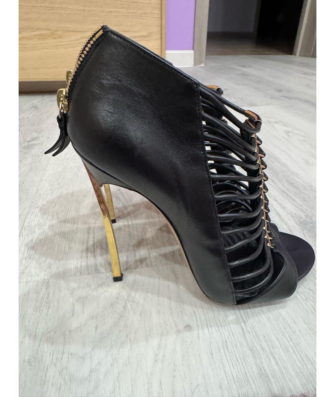 CASADEI Черные кожаные босоножки, фото 8