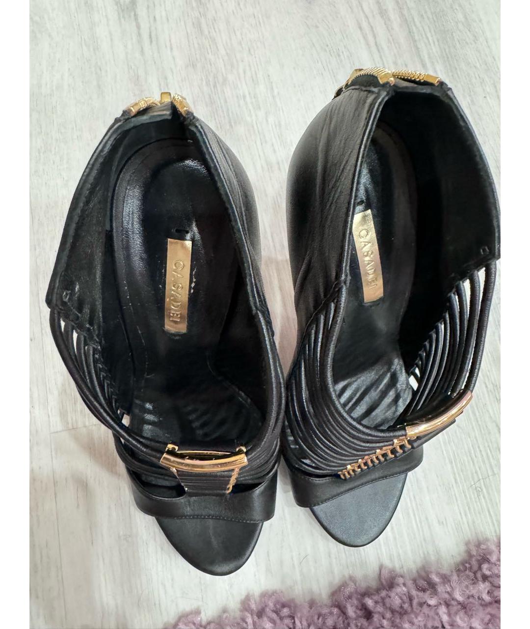 CASADEI Черные кожаные босоножки, фото 3