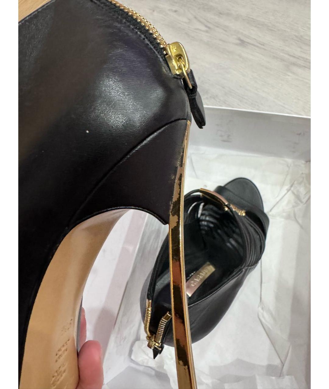 CASADEI Черные кожаные босоножки, фото 7